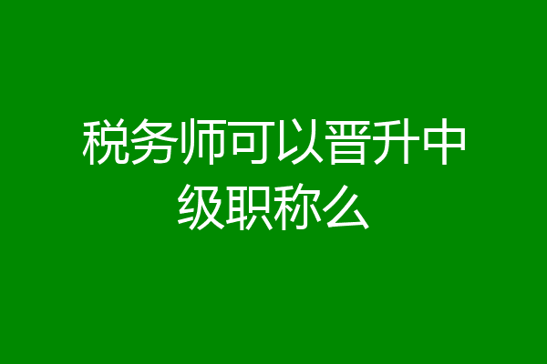 税务师可以晋升中级职称么