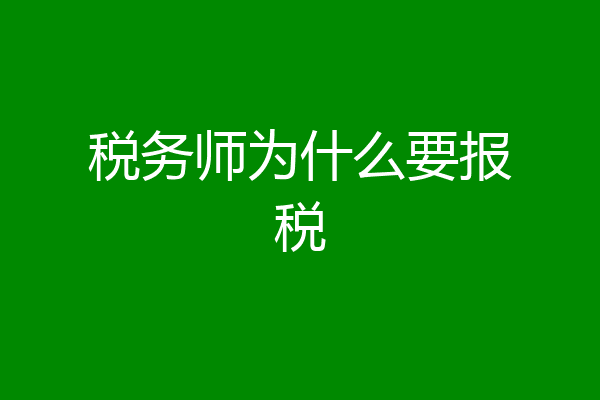 税务师为什么要报税