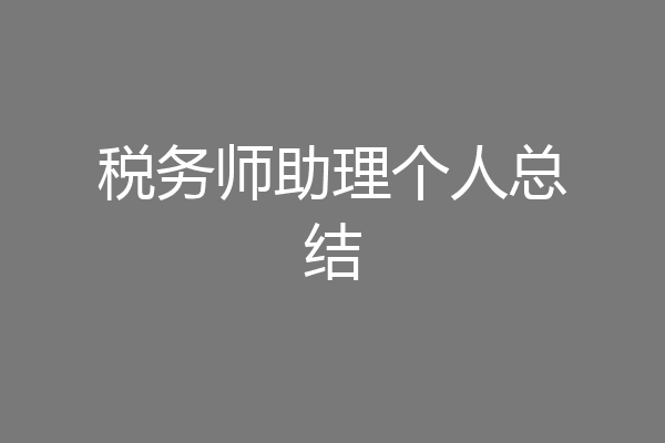 税务师助理个人总结