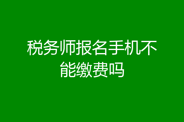 税务师报名手机不能缴费吗