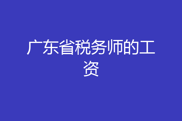 广东省税务师的工资