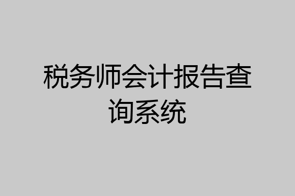 税务师会计报告查询系统