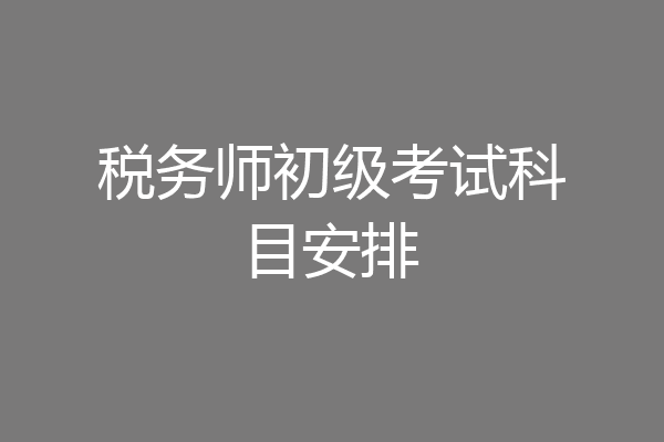 税务师初级考试科目安排