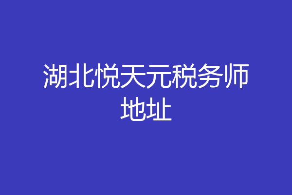 湖北悦天元税务师地址