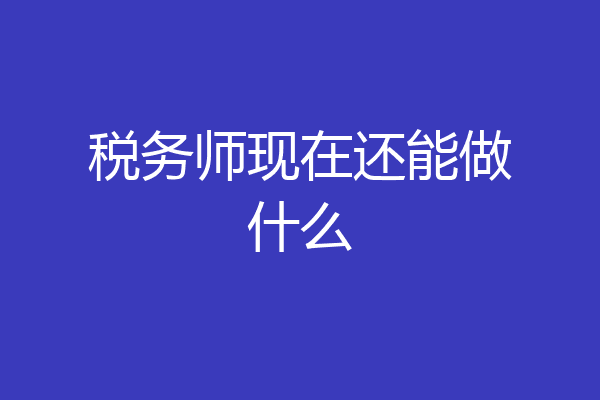 税务师现在还能做什么