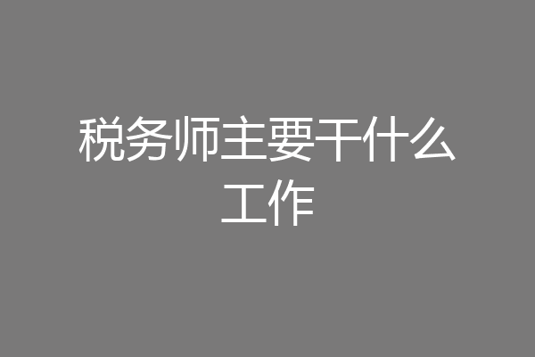 税务师主要干什么工作