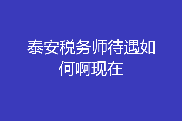 泰安税务师待遇如何啊现在