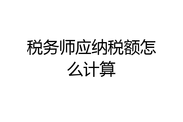 税务师应纳税额怎么计算