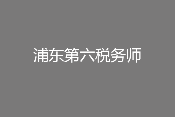 浦东第六税务师