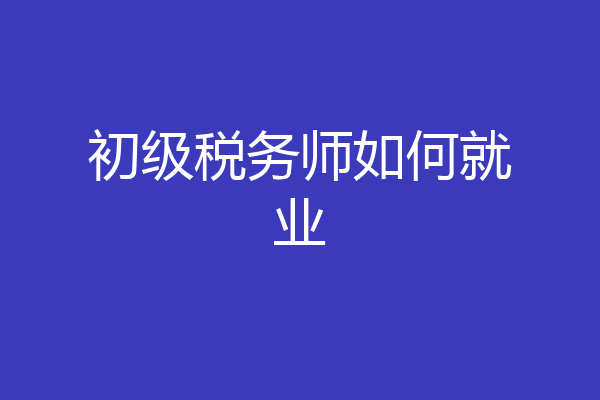 初级税务师如何就业