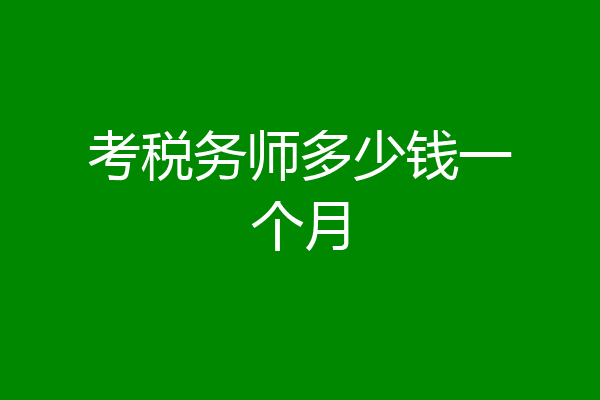 考税务师多少钱一个月