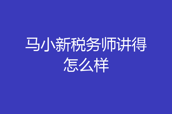 马小新税务师讲得怎么样