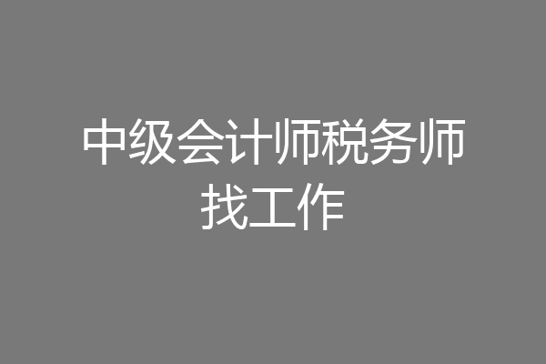 中级会计师税务师找工作