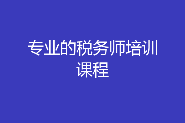 专业的税务师培训课程