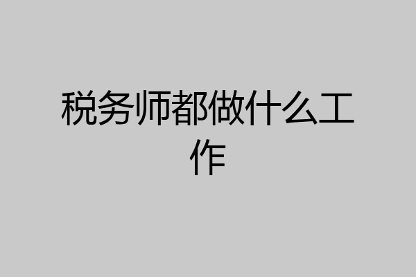 税务师都做什么工作