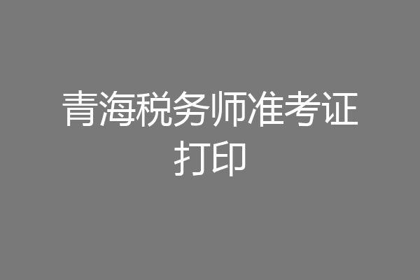 青海税务师准考证打印