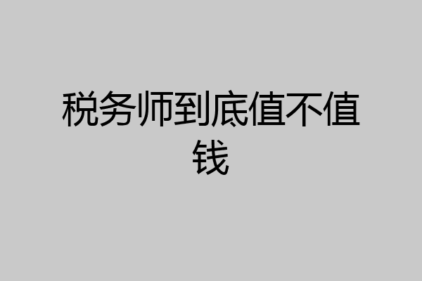 税务师到底值不值钱