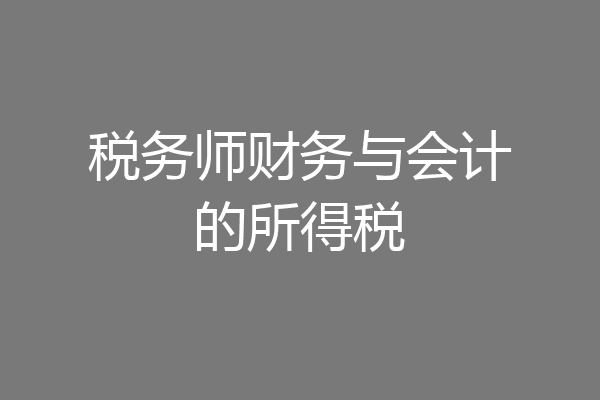 税务师财务与会计的所得税