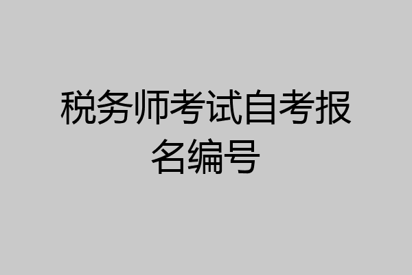 税务师考试自考报名编号