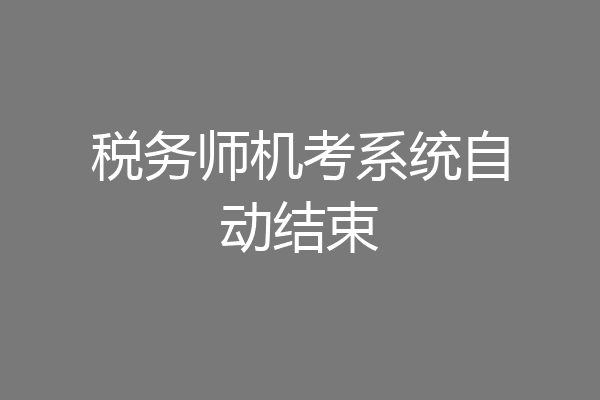 税务师机考系统自动结束