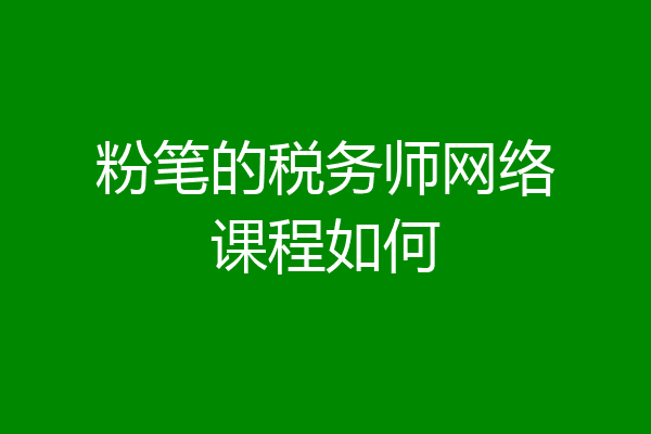 粉笔的税务师网络课程如何