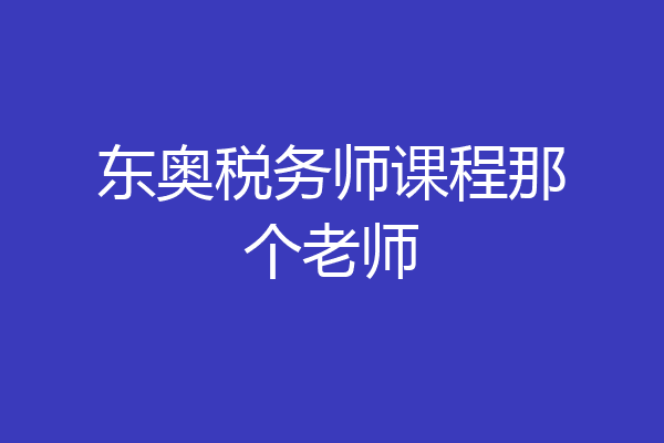 东奥税务师课程那个老师