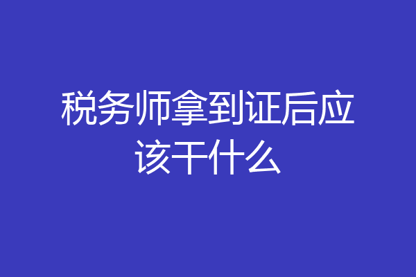 税务师拿到证后应该干什么