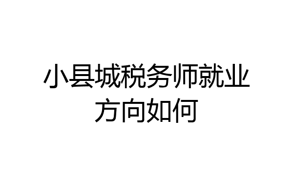 小县城税务师就业方向如何