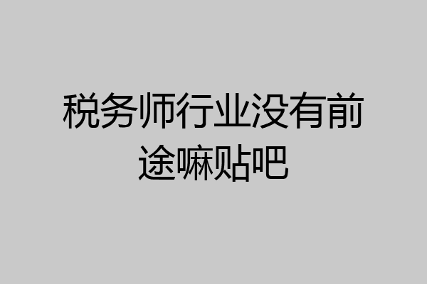 税务师行业没有前途嘛贴吧