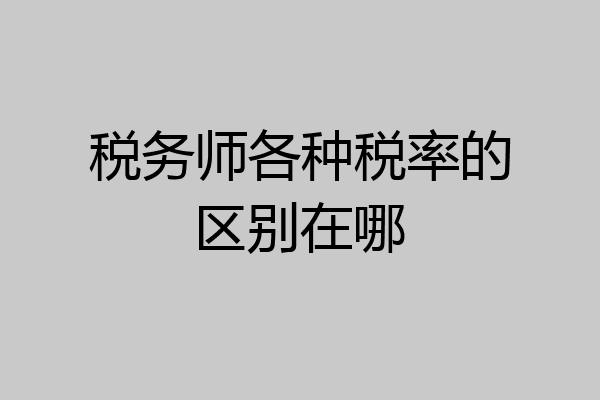 税务师各种税率的区别在哪
