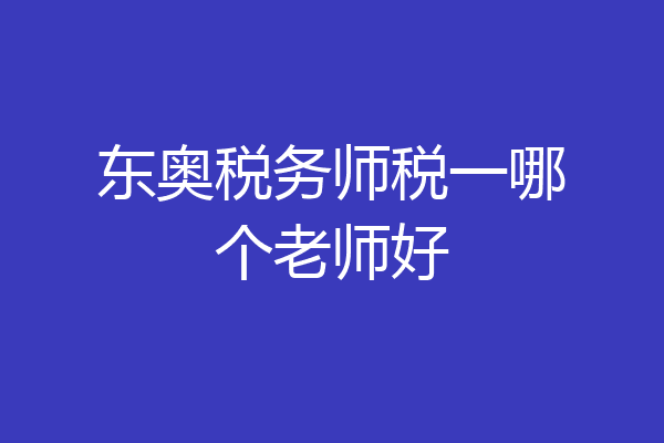 东奥税务师税一哪个老师好