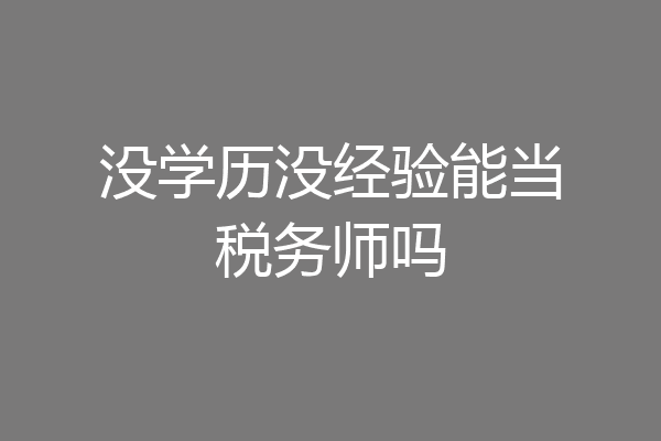 没学历没经验能当税务师吗