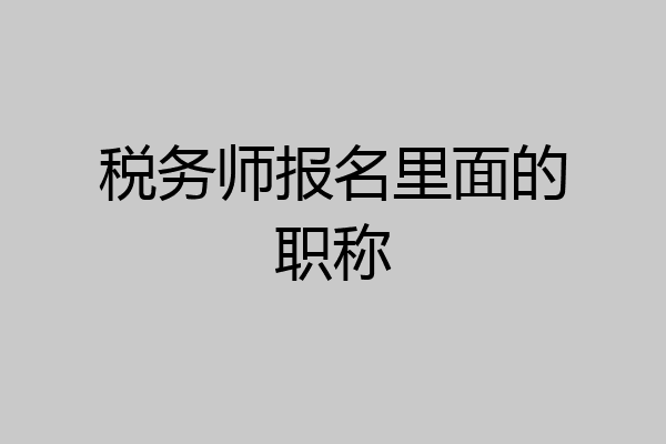 税务师报名里面的职称