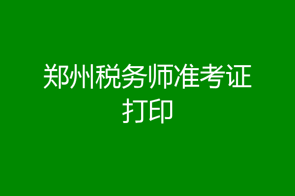 郑州税务师准考证打印