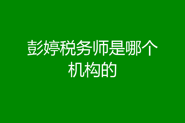 彭婷税务师是哪个机构的