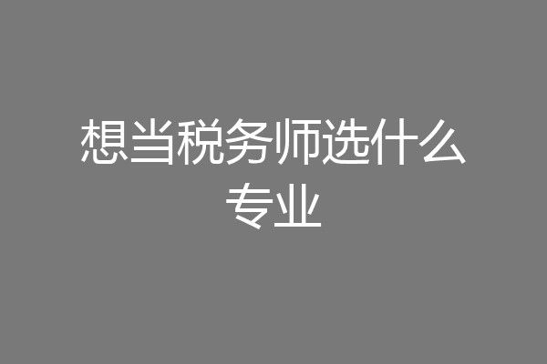 想当税务师选什么专业