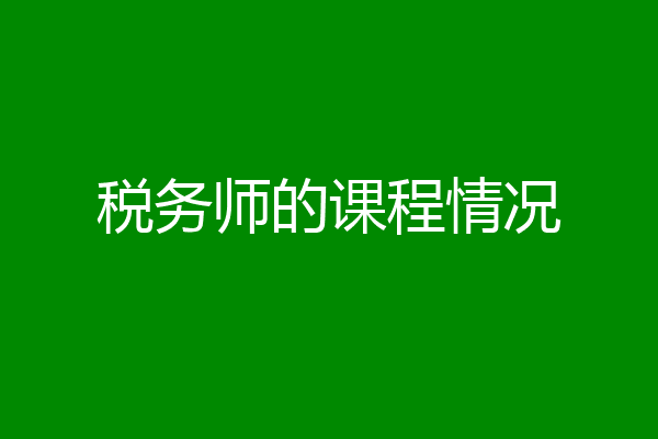 税务师的课程情况