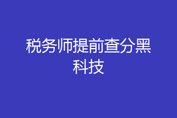 税务师提前查分黑科技