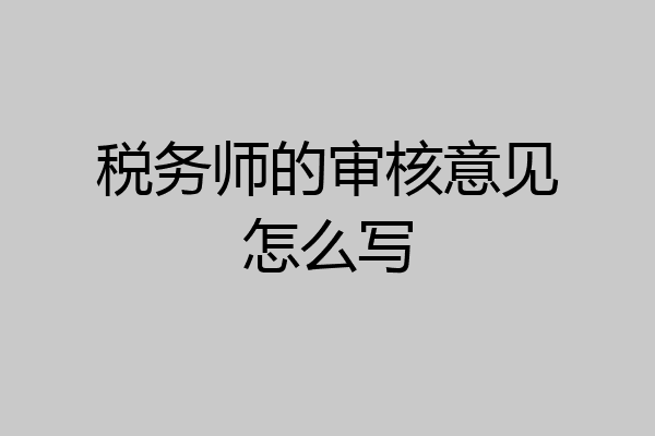 税务师的审核意见怎么写