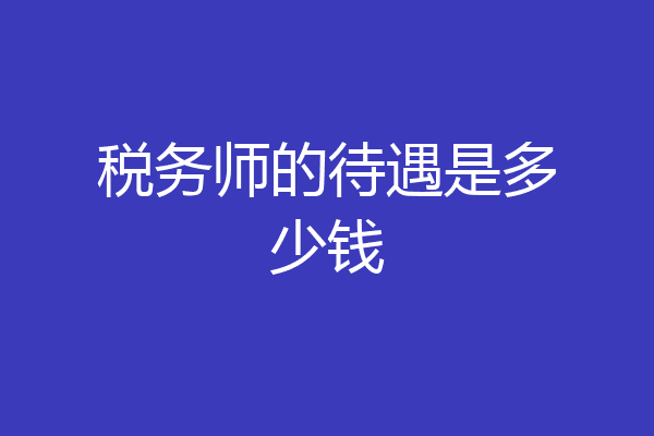 税务师的待遇是多少钱