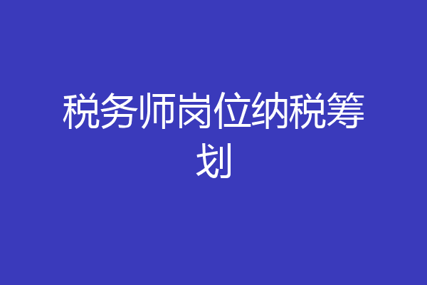税务师岗位纳税筹划