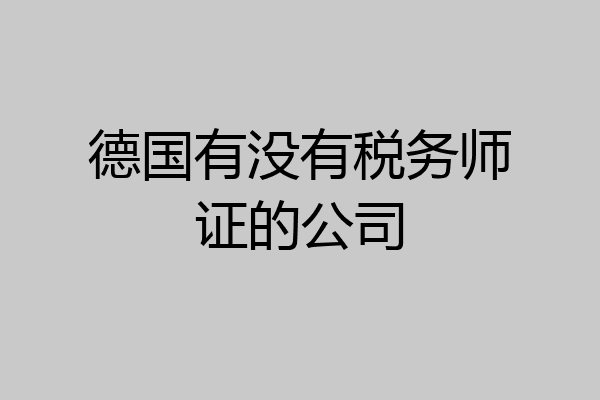 德国有没有税务师证的公司