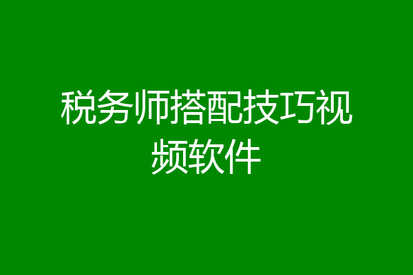 税务师搭配技巧视频软件
