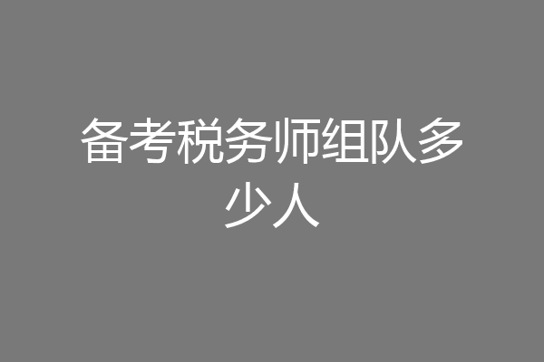 备考税务师组队多少人