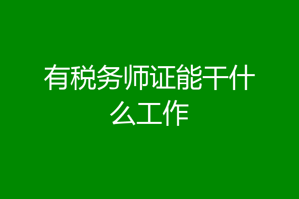 有税务师证能干什么工作