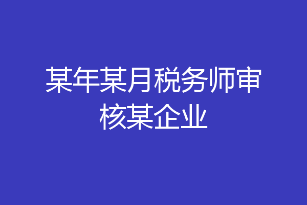 某年某月税务师审核某企业