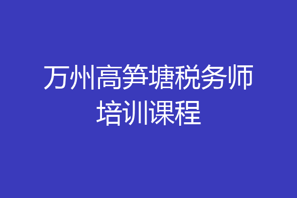 万州高笋塘税务师培训课程