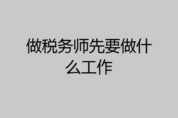 做税务师先要做什么工作