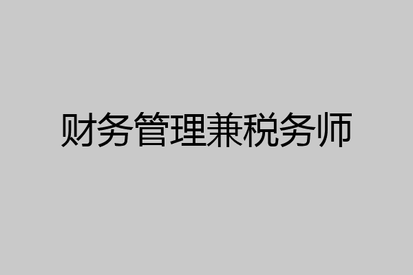 财务管理兼税务师