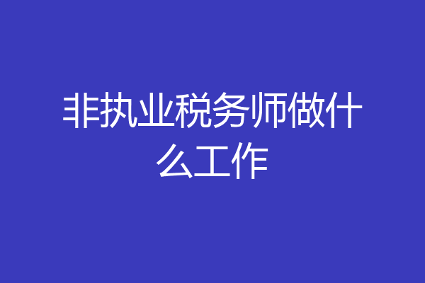 非执业税务师做什么工作